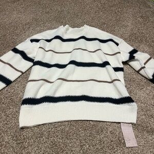 Striped Women's Sweater - Cream, Black, Brown